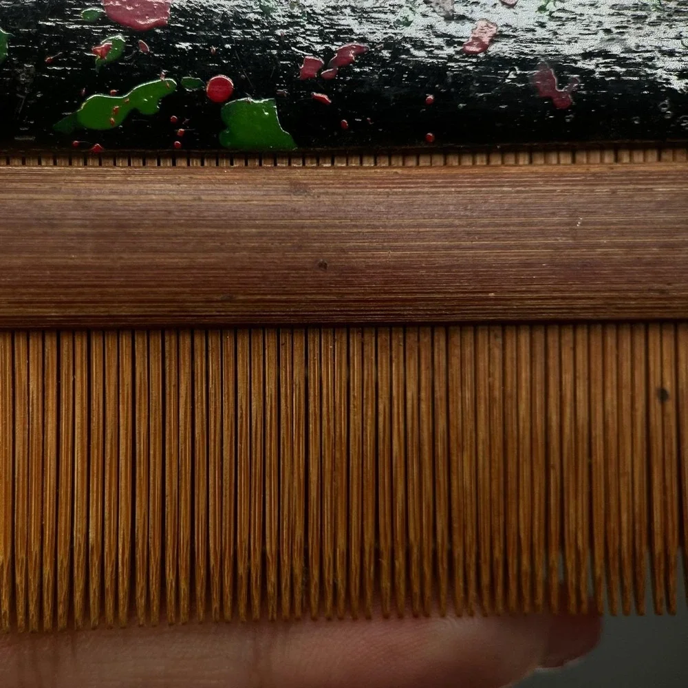 Vintage Black Brown Dyed Wood Bamboo Super Dense Tooth Classic‎ Hair Comb Retro